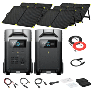 EcoFlow DELTA Pro With Extra Battery 7200Wh 3600W Solar Generator + 200W Portable Monocrystalline Solar Panels Kit