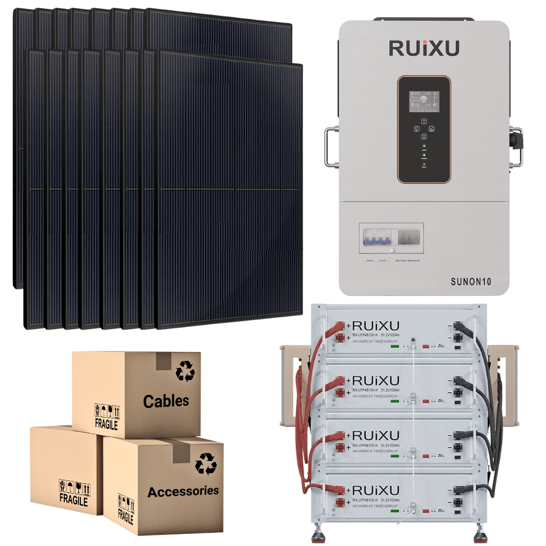 PRO Solar Kit - 48V Battery Bank (10.24kWh-20.48kWh) + 10kW 120V/240V Hybrid Inverter + 410W Solar Panels